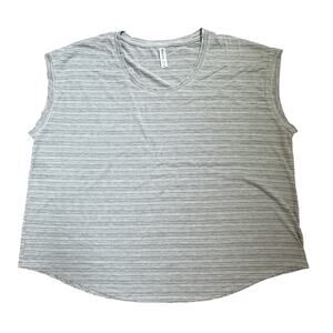 Athleta|Striped‎ SS Top|Grey/White|SZ 2X